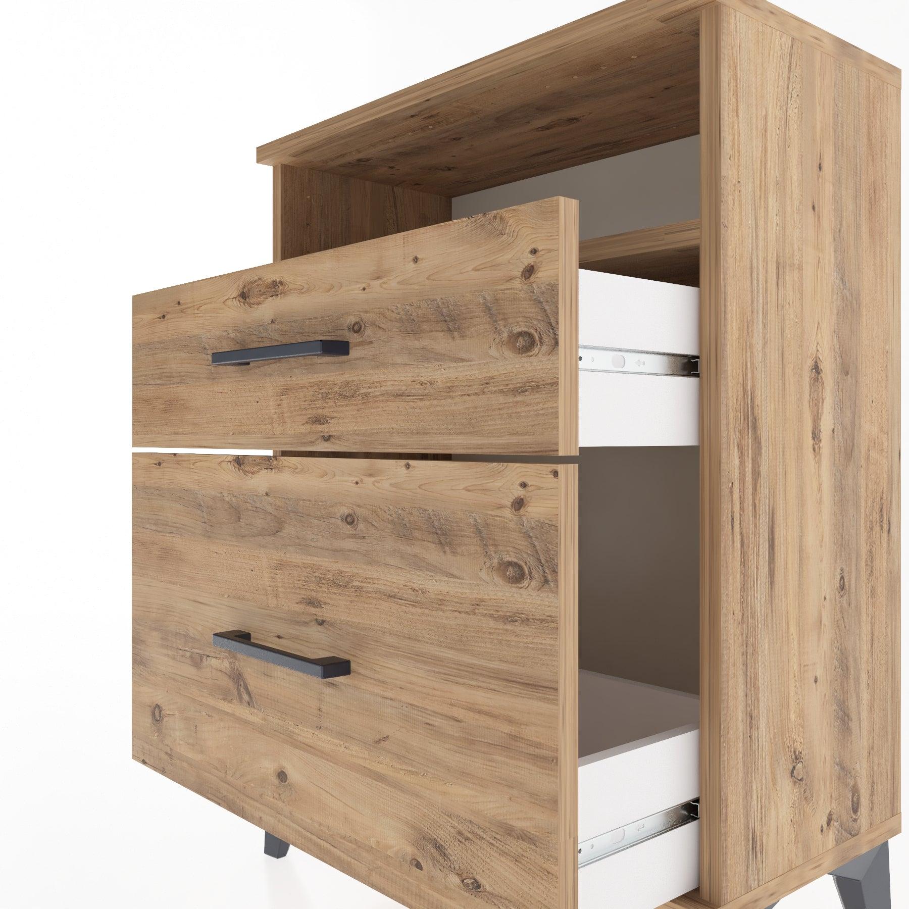 Woodntry Modular Nightstand Pine 60x30x68 cm with Drawers and Shelves CR6-3