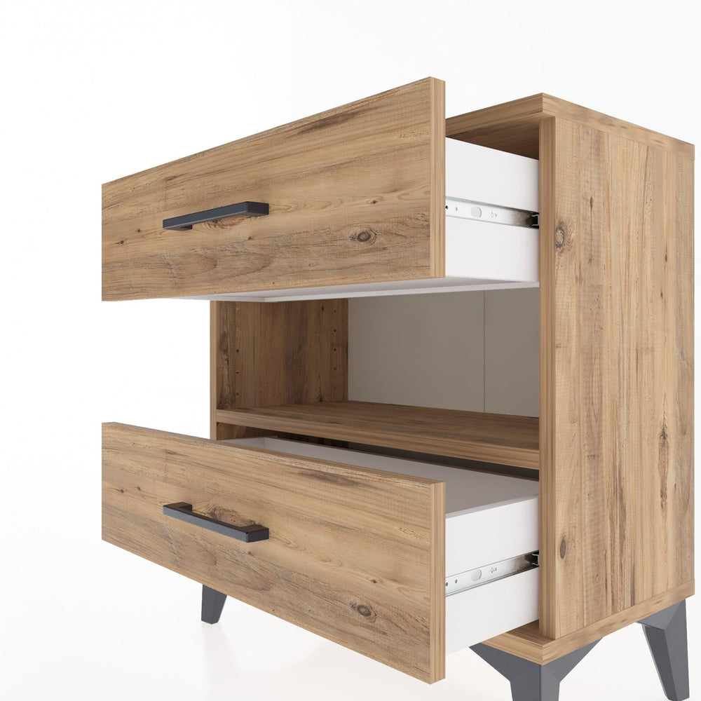 Woodntry Modüler Komodin Çam 60x30x52 cm Çekmeceli ve Raflı CR6-3