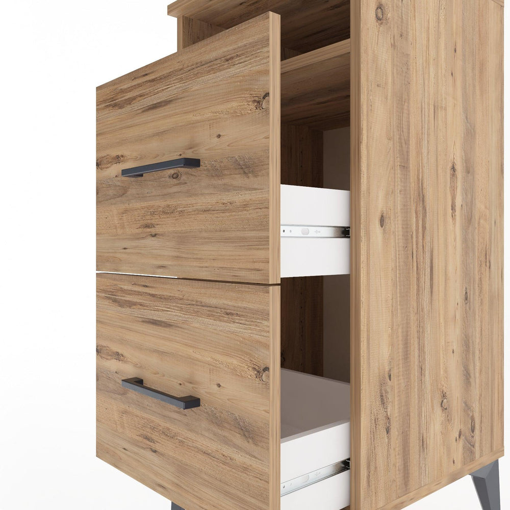 Woodntry Modular Nightstand Pine 44x44x84 cm with Drawers and Shelves CR6-3