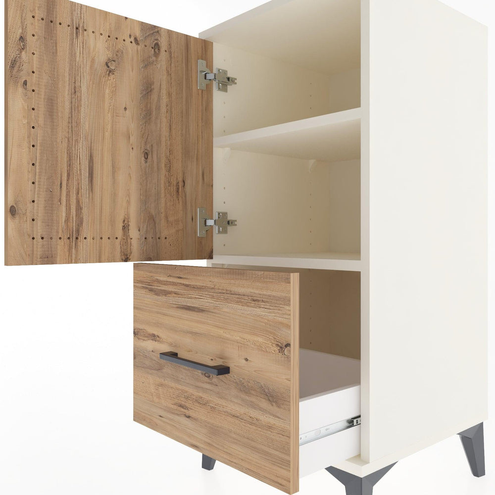 Woodntry Modular Nightstand Moonstone 44x44x84 cm with Cover and Drawer KC29-1