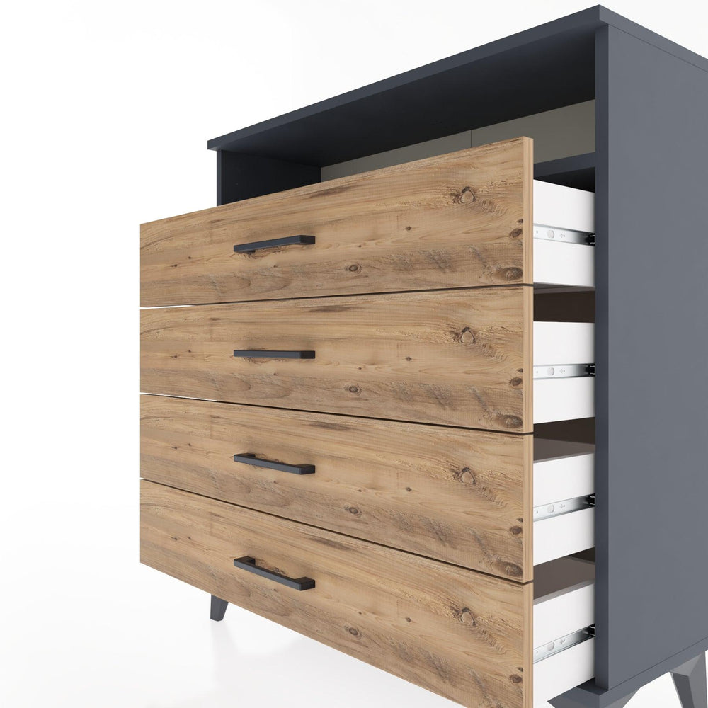 Woodntry Modular Dresser Anthracite 88x30x84 cm with Drawers and Shelves CR7-2