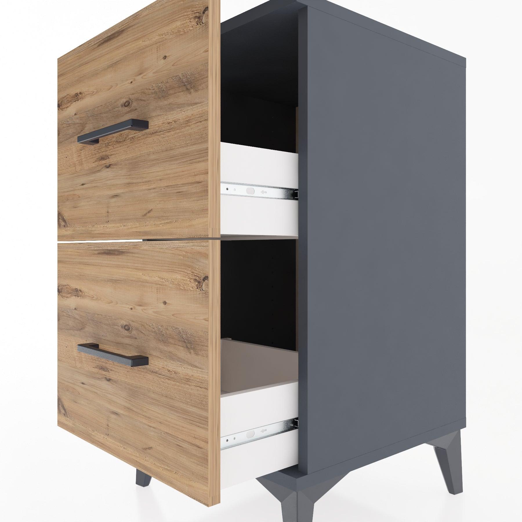 Woodntry Modular Nightstand Anthracite 44x44x68 cm Drawer C7-2