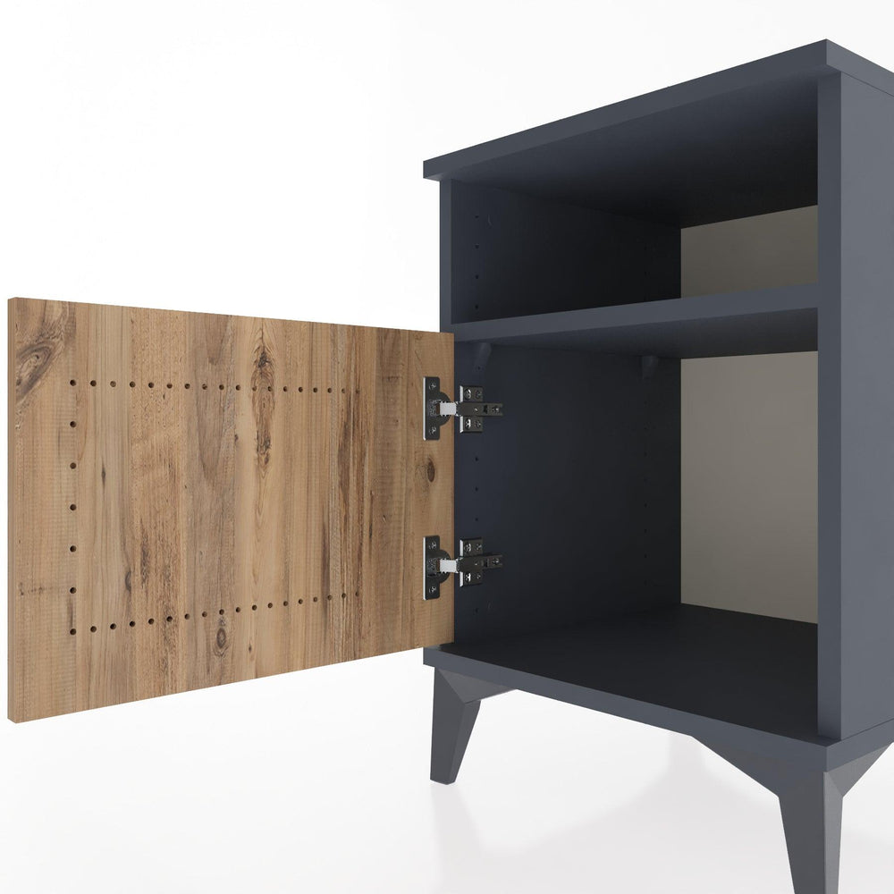 Woodntry Modular Nightstand Anthracite 44x44x52 cm with Cover and Shelf KR7-2