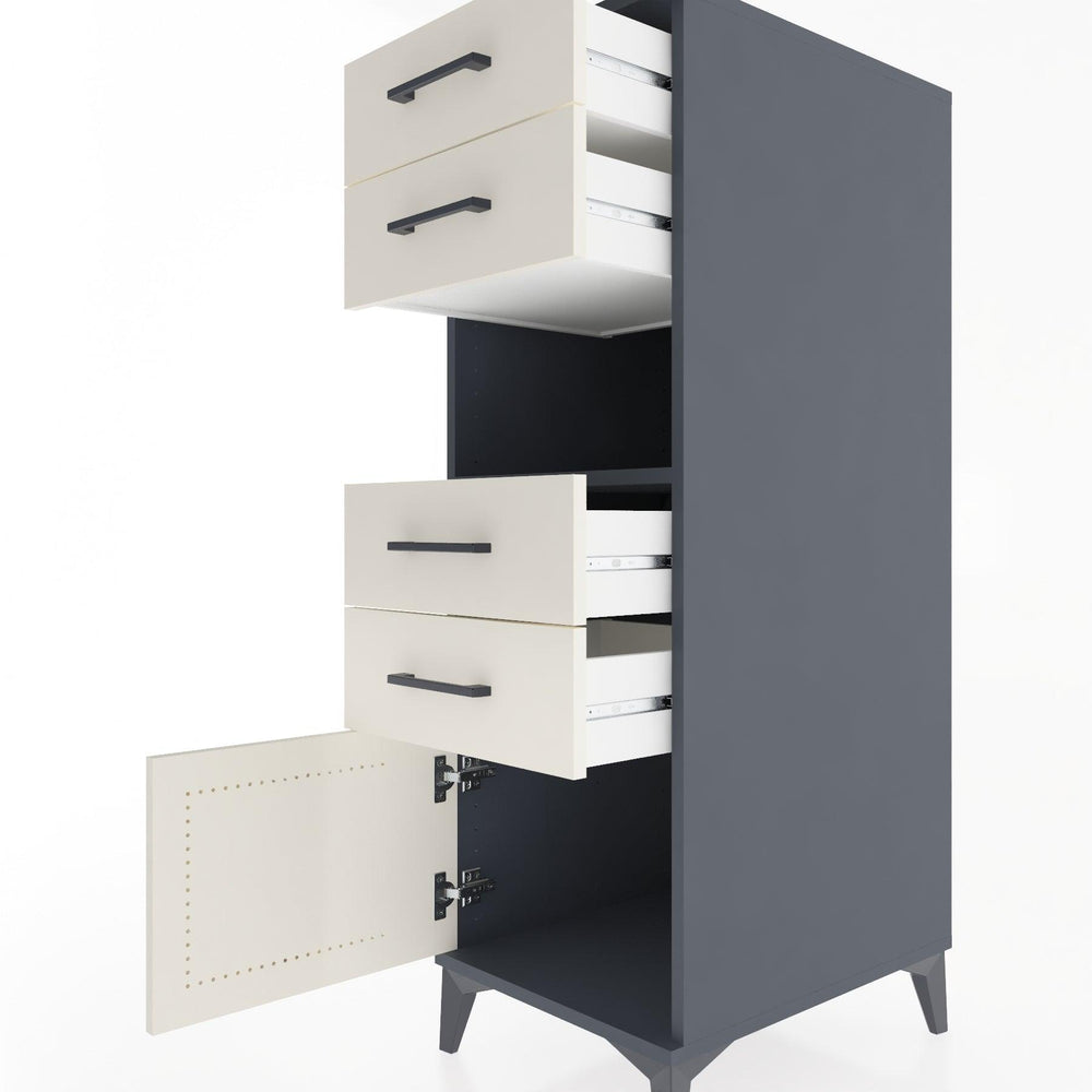 Woodntry Modüler Dolap Antrasit 44x30x122 cm Fonksiyonel F7-2