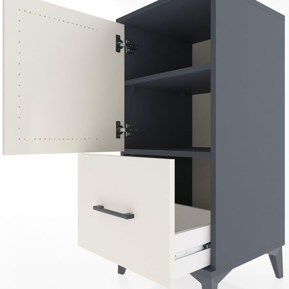 Woodntry Modular Nightstand Anthracite 44x44x84 cm with Cover and Drawer KC29-2