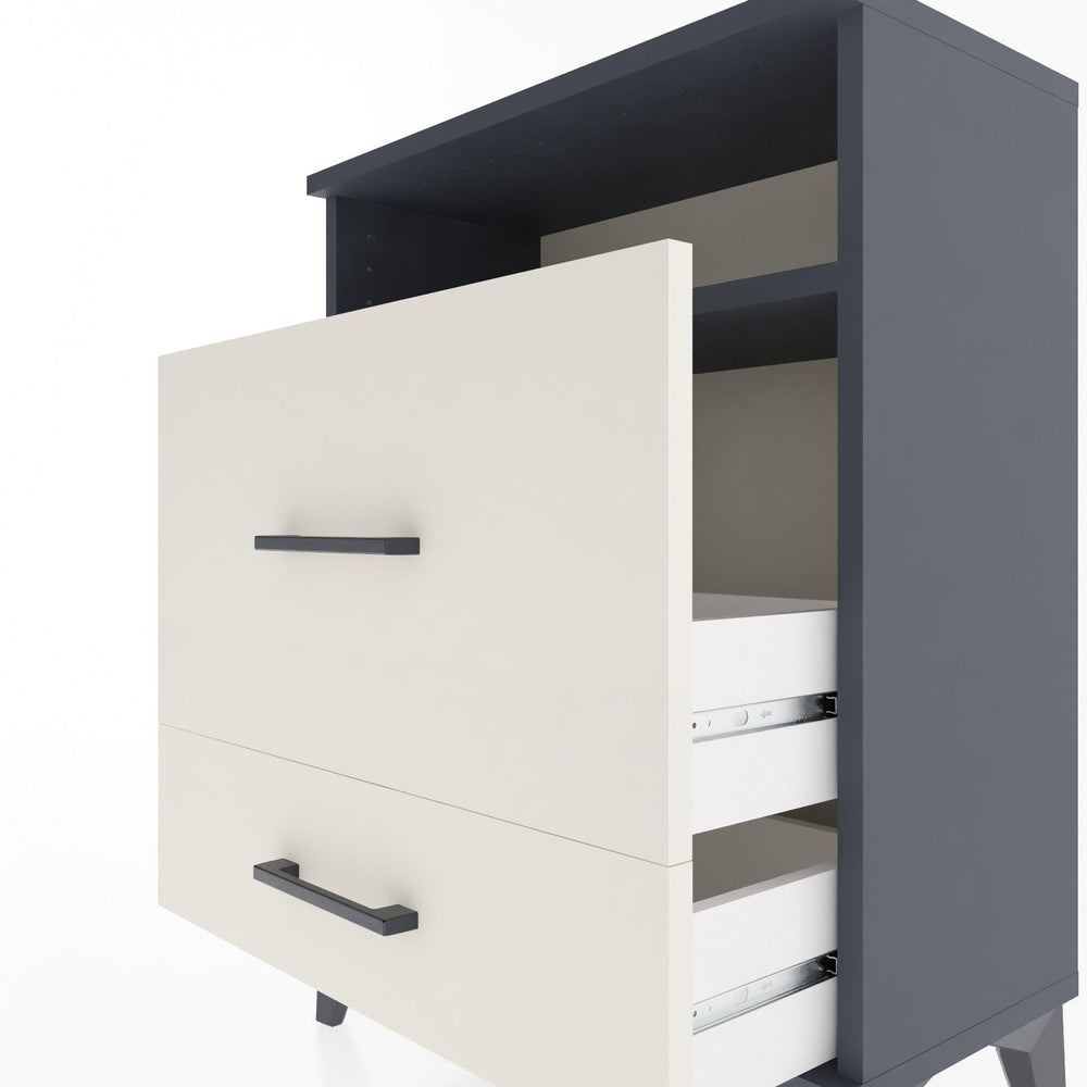 Woodntry Modular Nightstand Anthracite 60x30x68 cm with Drawer and Shelf CR7-2