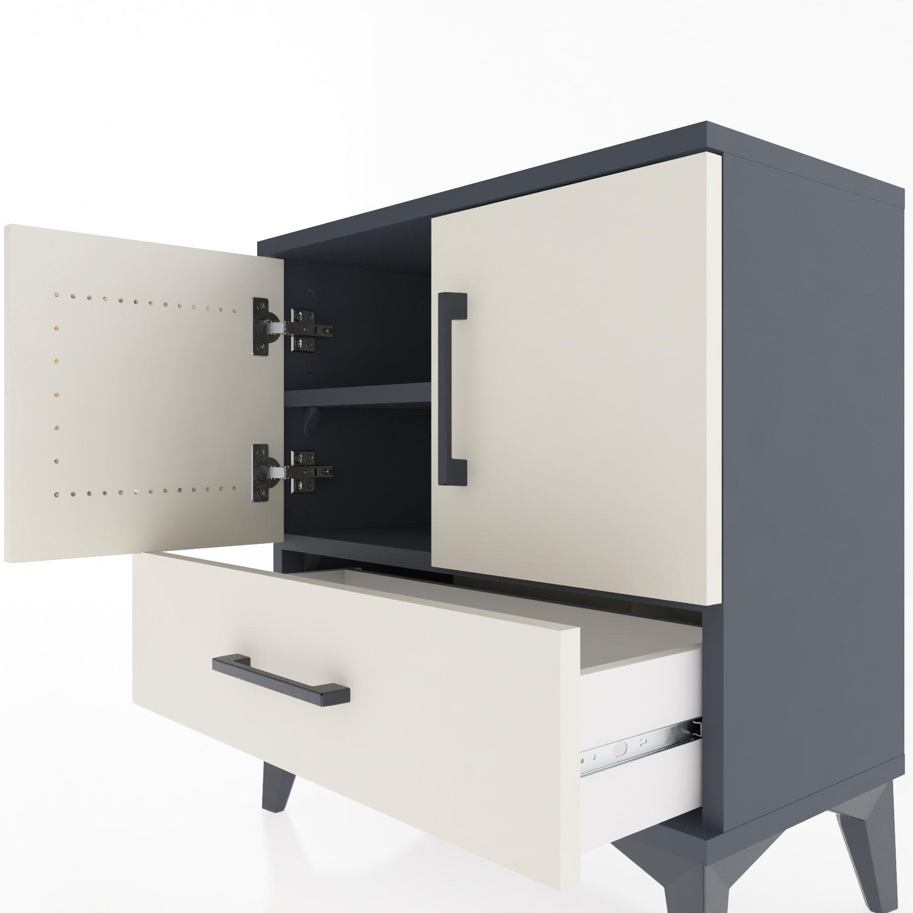 Woodntry Modular Nightstand Anthracite 60x30x52 cm with Cover and Drawer KC7-2