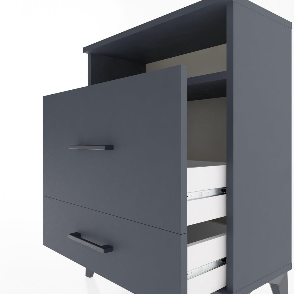 Woodntry Modular Nightstand Anthracite 60x30x68 cm with Drawer and Shelf CR7-2