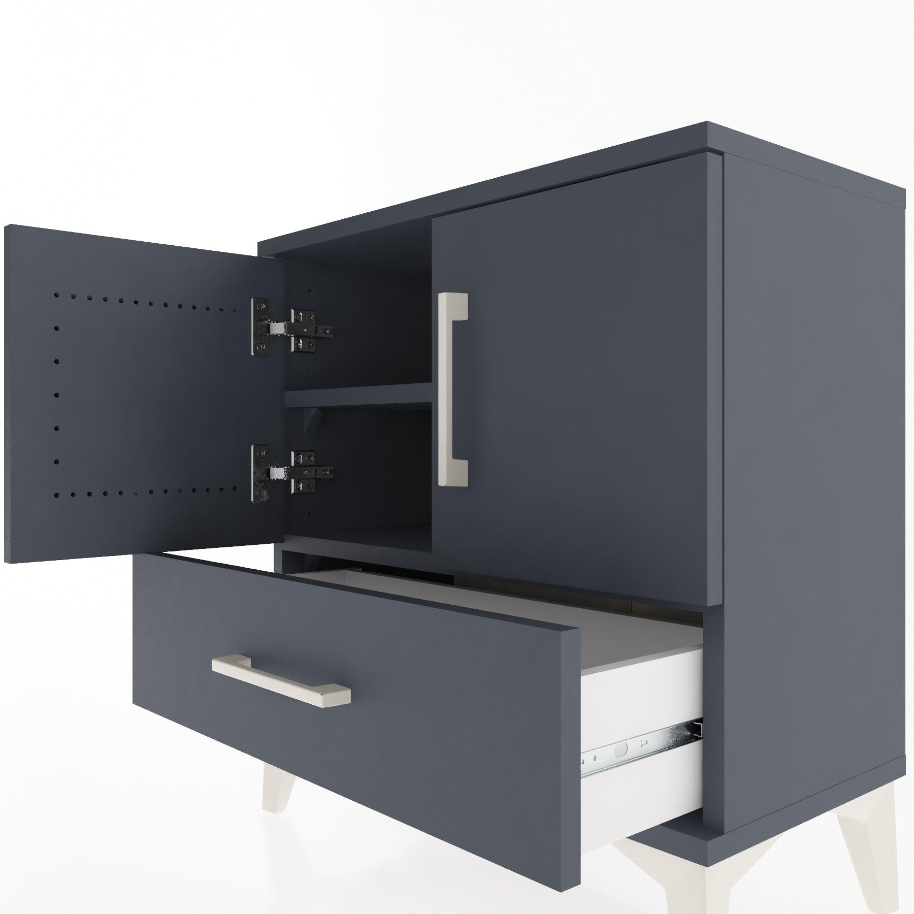 Woodntry Modular Nightstand Anthracite 60x30x52 cm with Cover and Drawer KC7-2