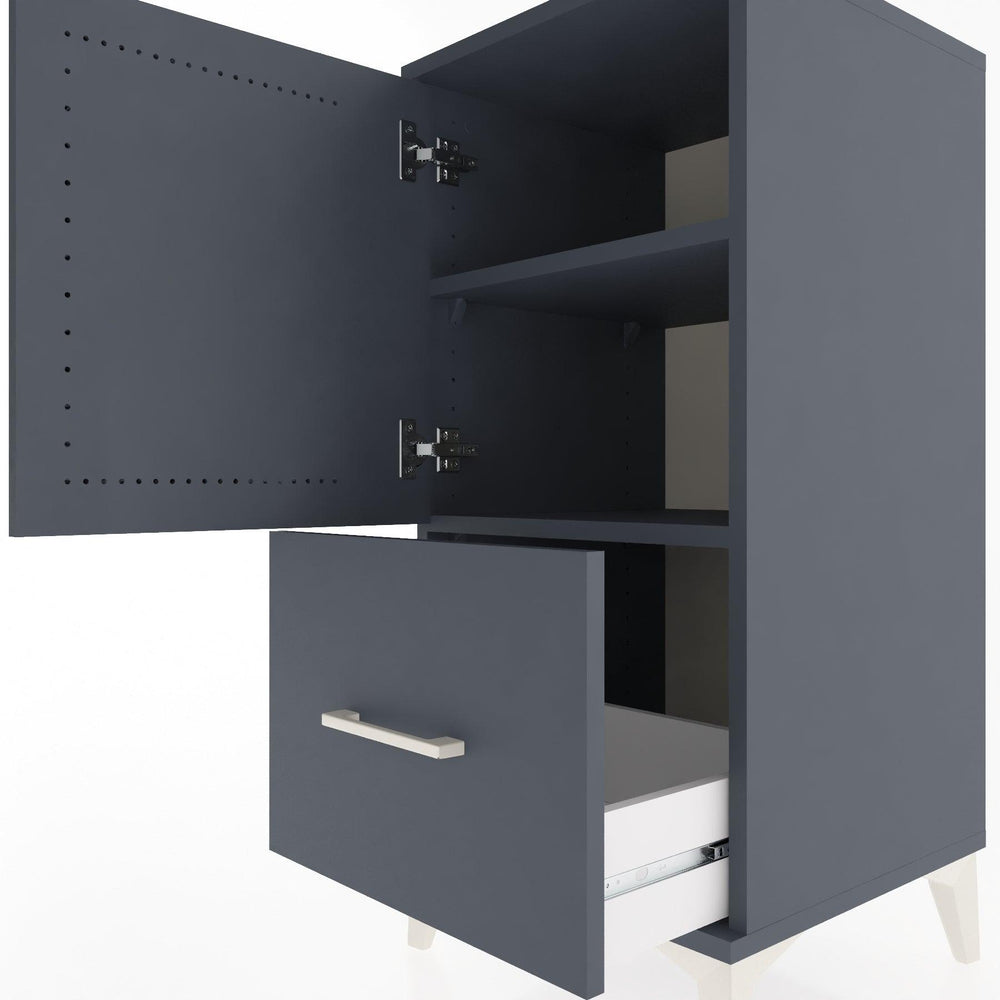 Woodntry Modular Nightstand Anthracite 44x44x84 cm with Cover and Drawer KC29-2