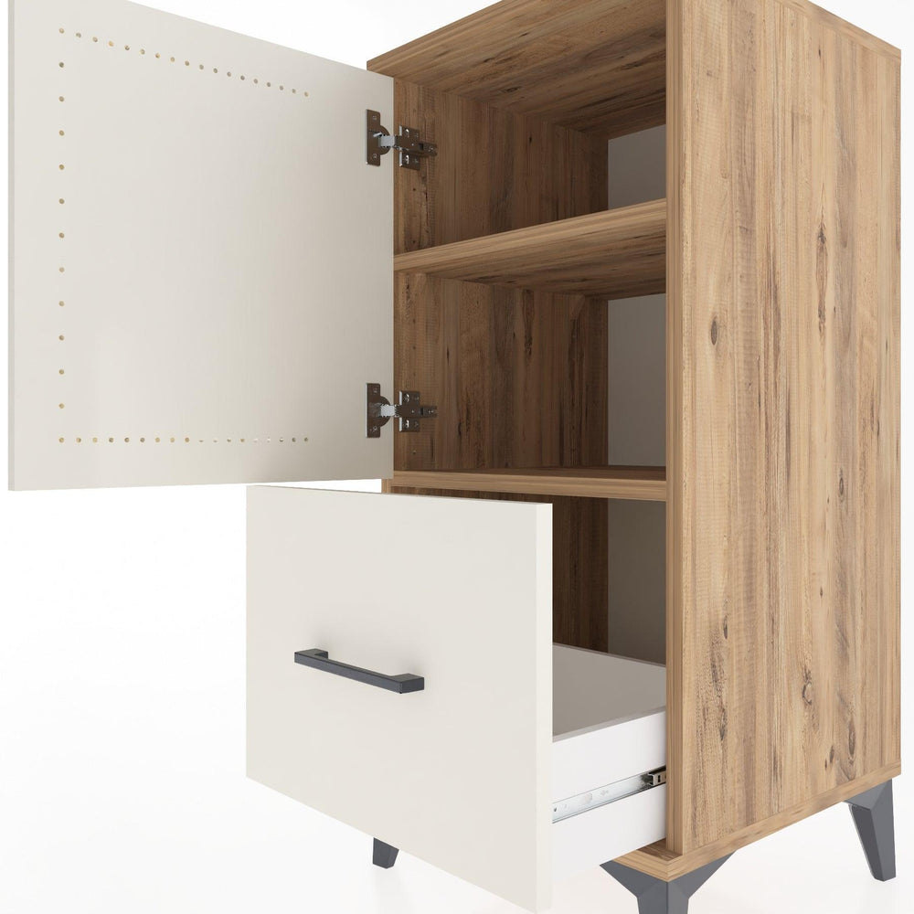 Woodntry Modular Nightstand Pine 44x44x84 cm with Cover and Drawer KC29-3