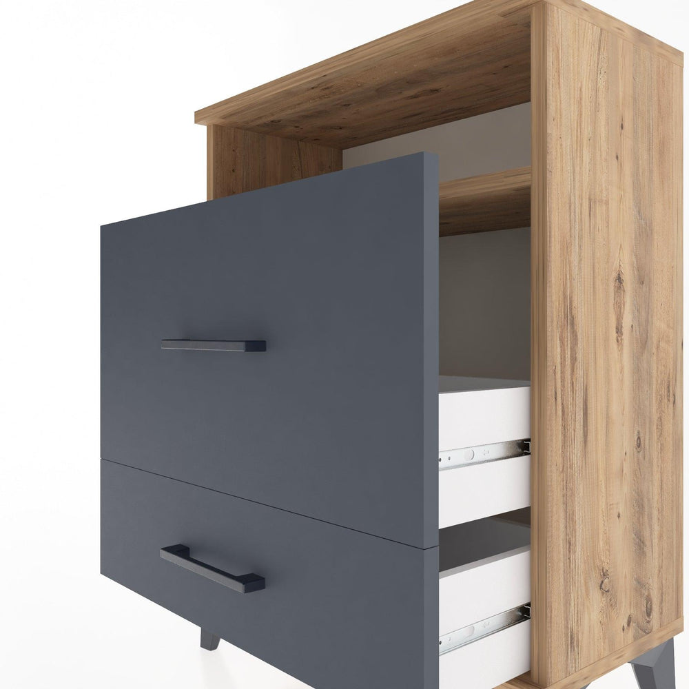 Woodntry Modular Nightstand Pine 60x30x68 cm with Drawers and Shelves CR7-3