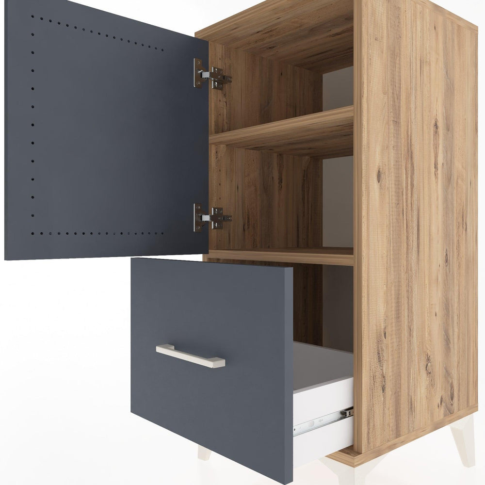 Woodntry Modular Nightstand Pine 44x44x84 cm with Cover and Drawer KC29-3