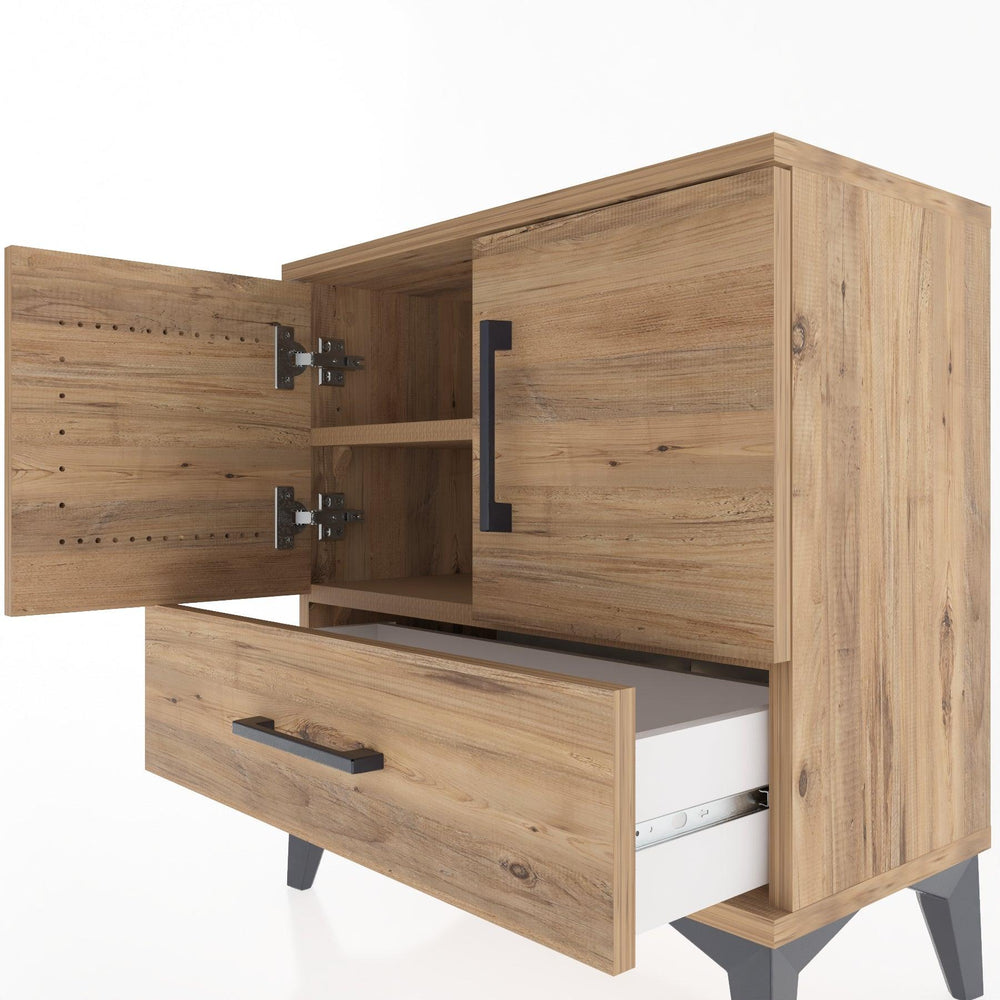 Woodntry Modular Nightstand Pine 60x30x52 cm with Cover and Drawer KC7-3