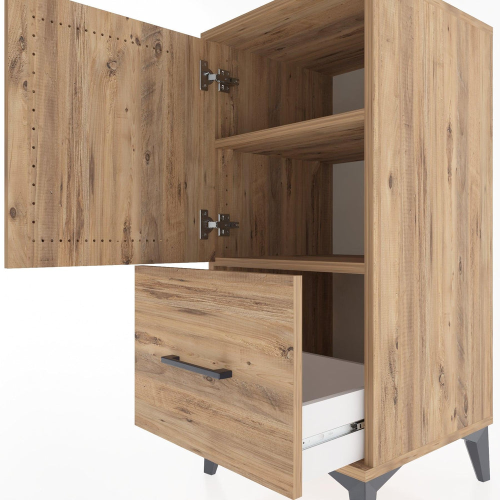 Woodntry Modular Nightstand Pine 44x44x84 cm with Cover and Drawer KC29-3