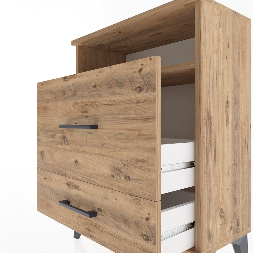 Woodntry Modular Nightstand Pine 60x30x68 cm with Drawers and Shelves CR7-3
