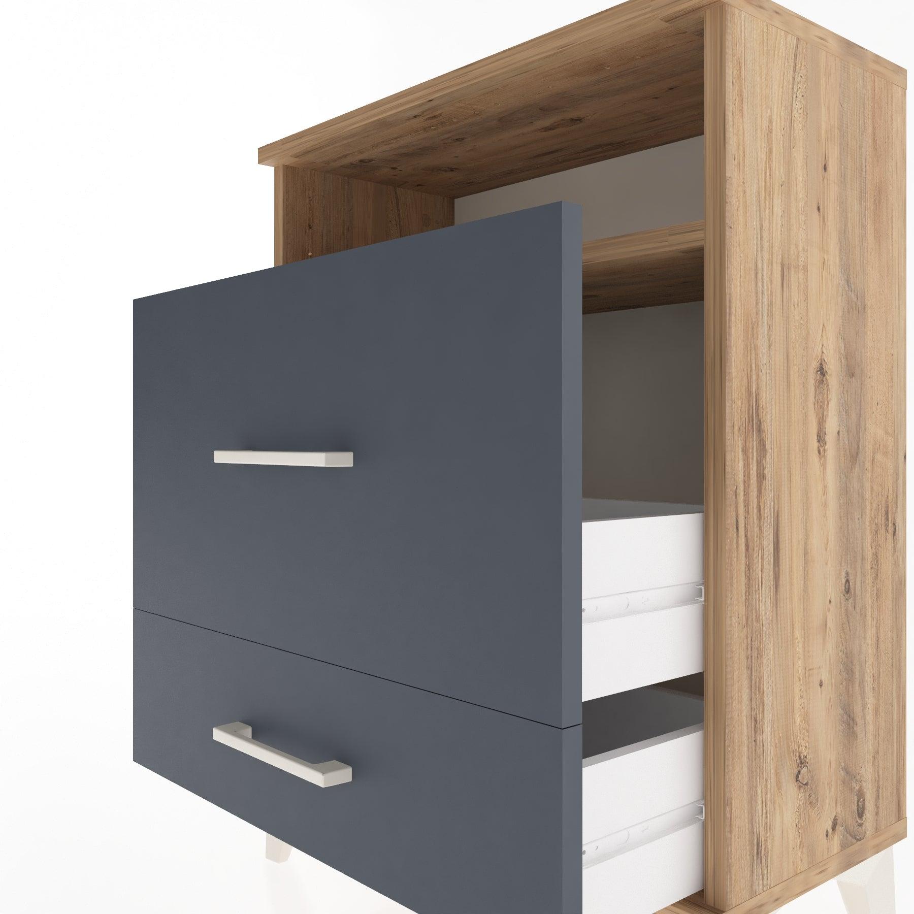 Woodntry Modular Nightstand Pine 60x30x68 cm with Drawers and Shelves CR8-3