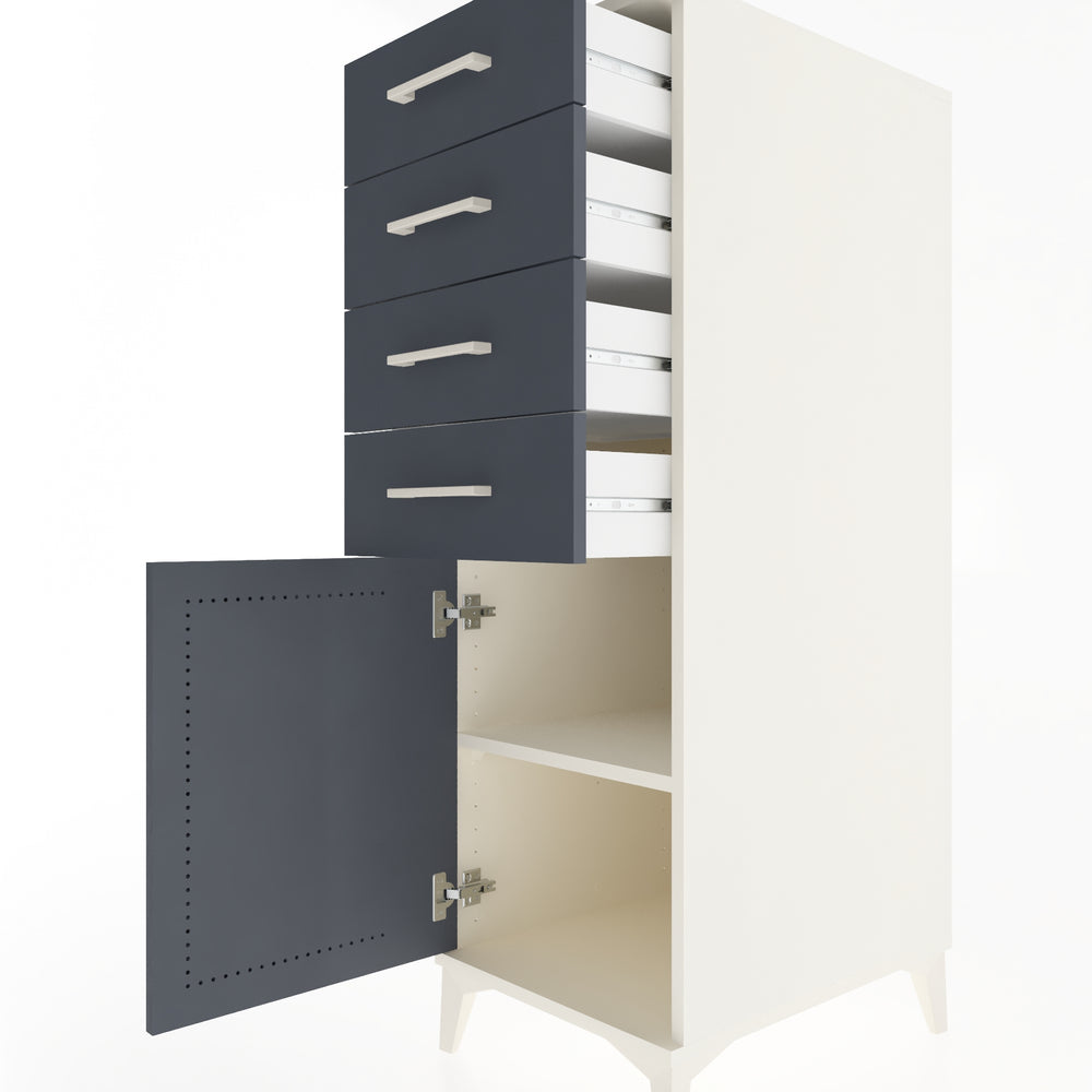 Woodntry Modüler Dolap Antrasit 44x59x122 cm Kapaklı ve Çekmeceli KC58-2