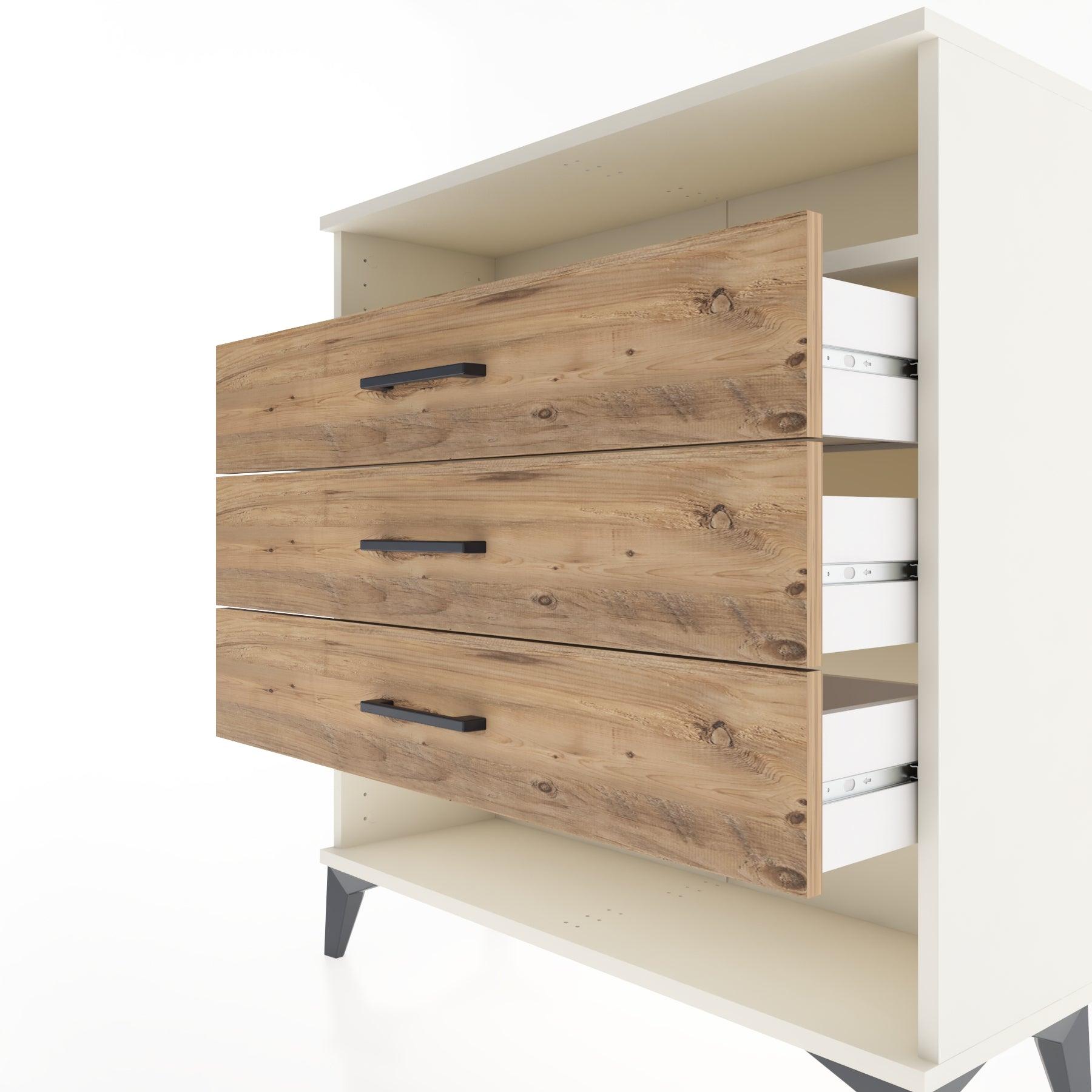 Woodntry Modular Dresser Moonstone 88x30x84 cm with Drawers and Shelves CR8-1