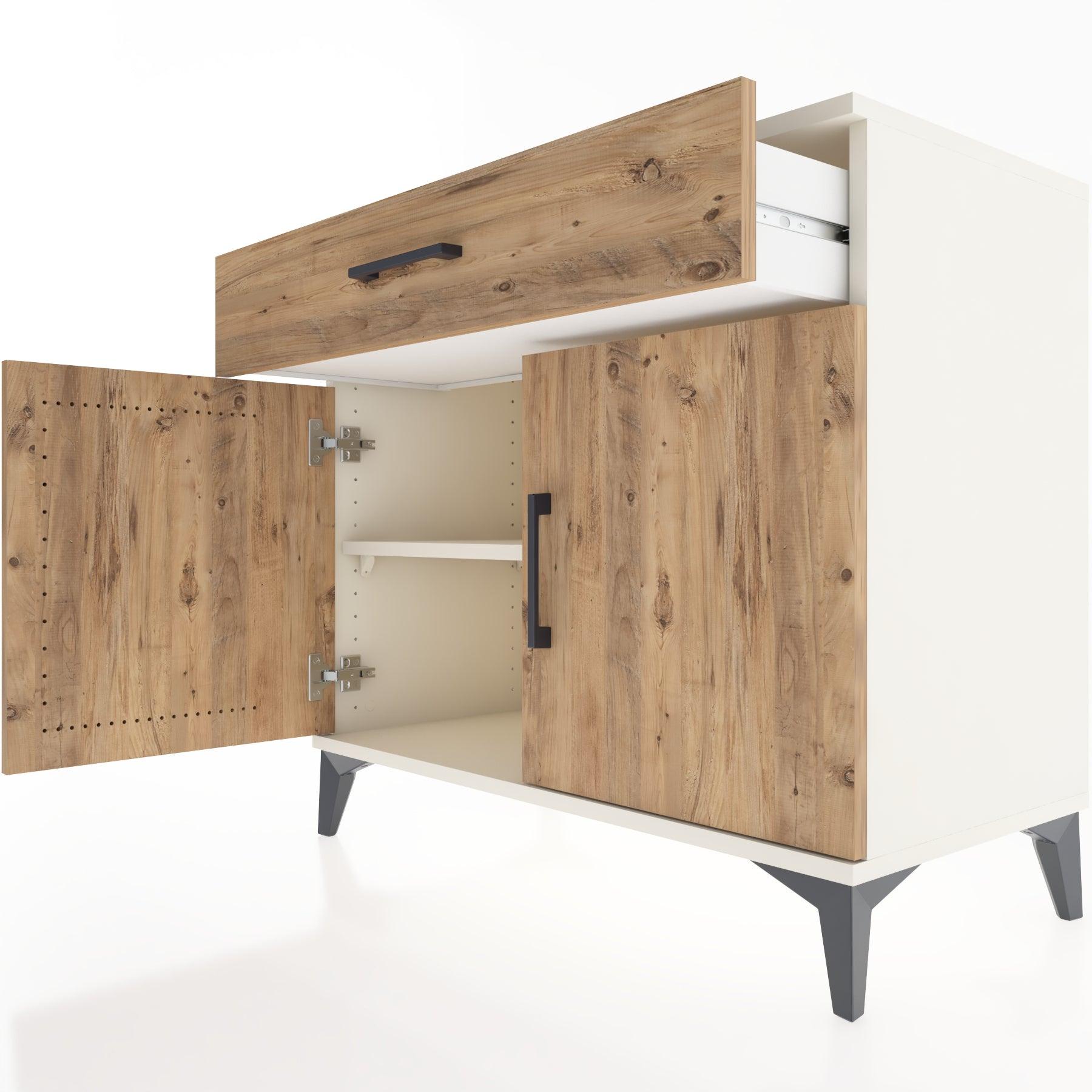 Woodntry Modüler Şifonyer Aytaşı 88x44x68 cm Kapaklı ve Çekmeceli KC8-1