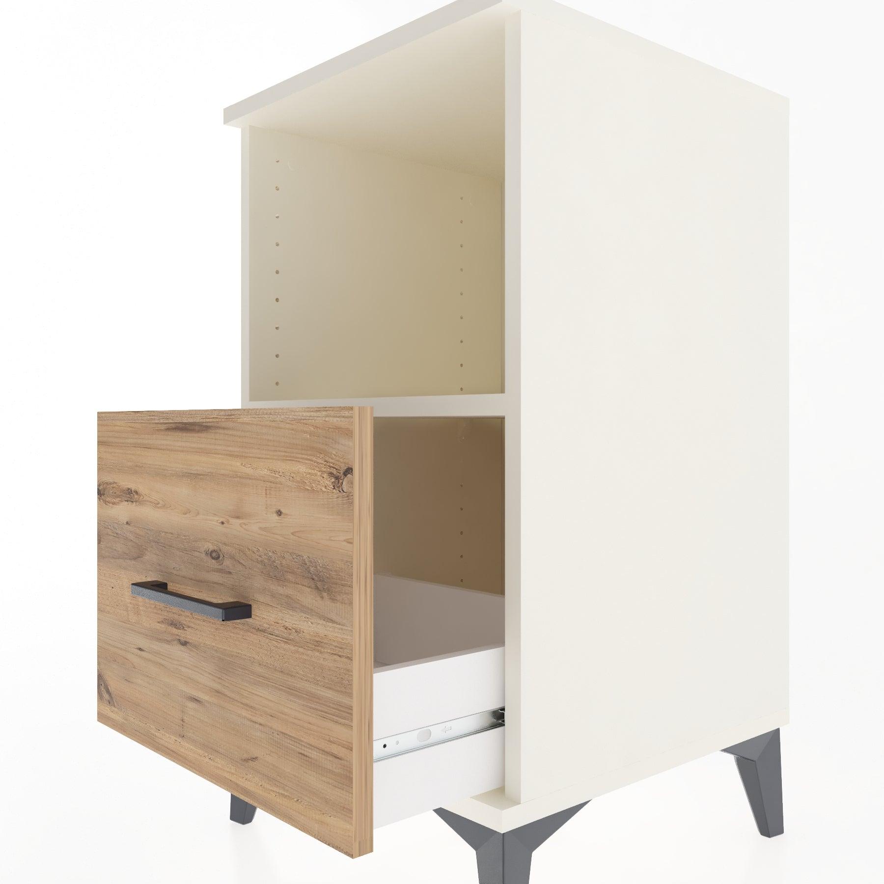 Woodntry Modular Nightstand Moonstone 44x44x68 cm with Drawer and Shelf CR8-1