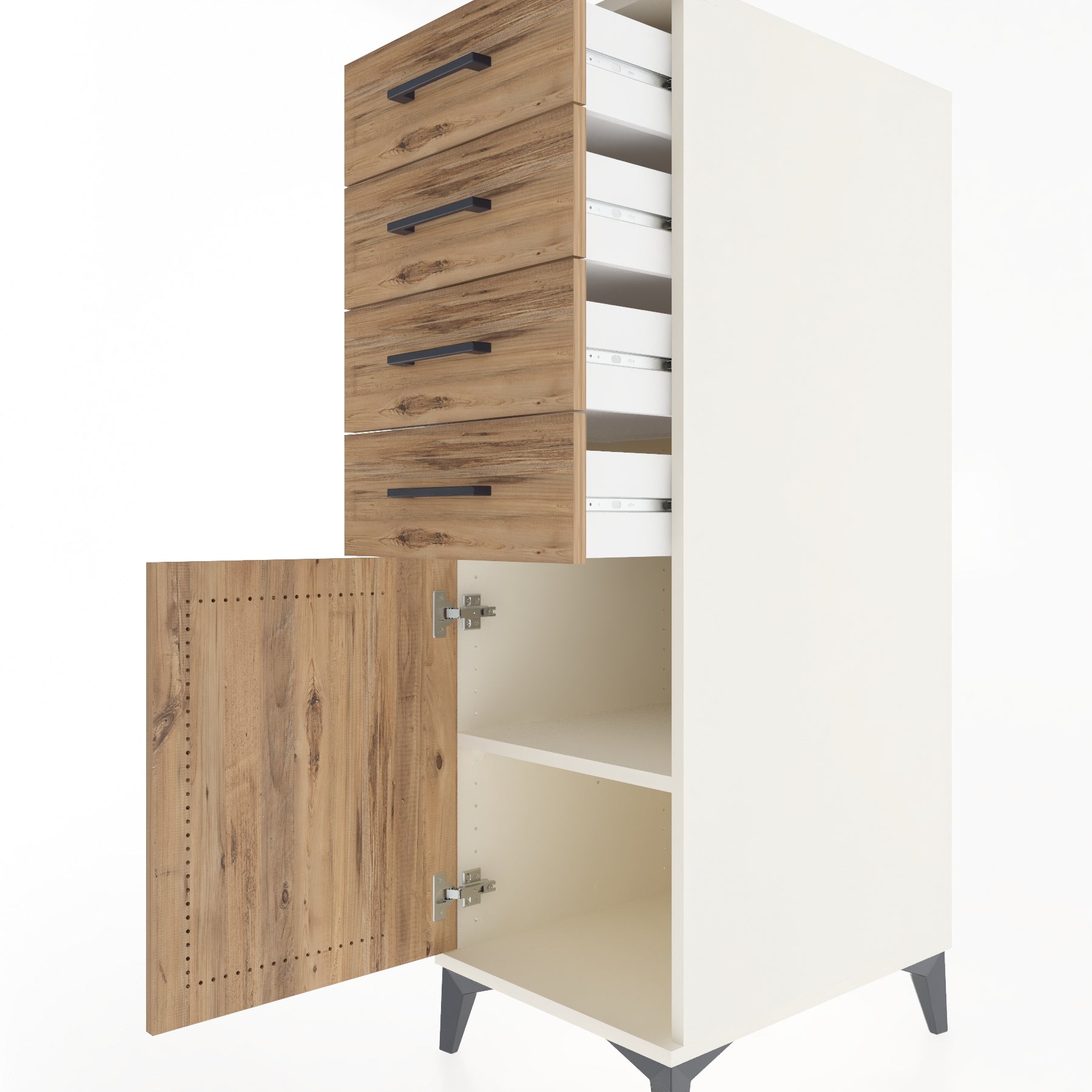 Woodntry Modular Cabinet Anthracite 44x59x122 cm with Doors and Drawers KC58-2
