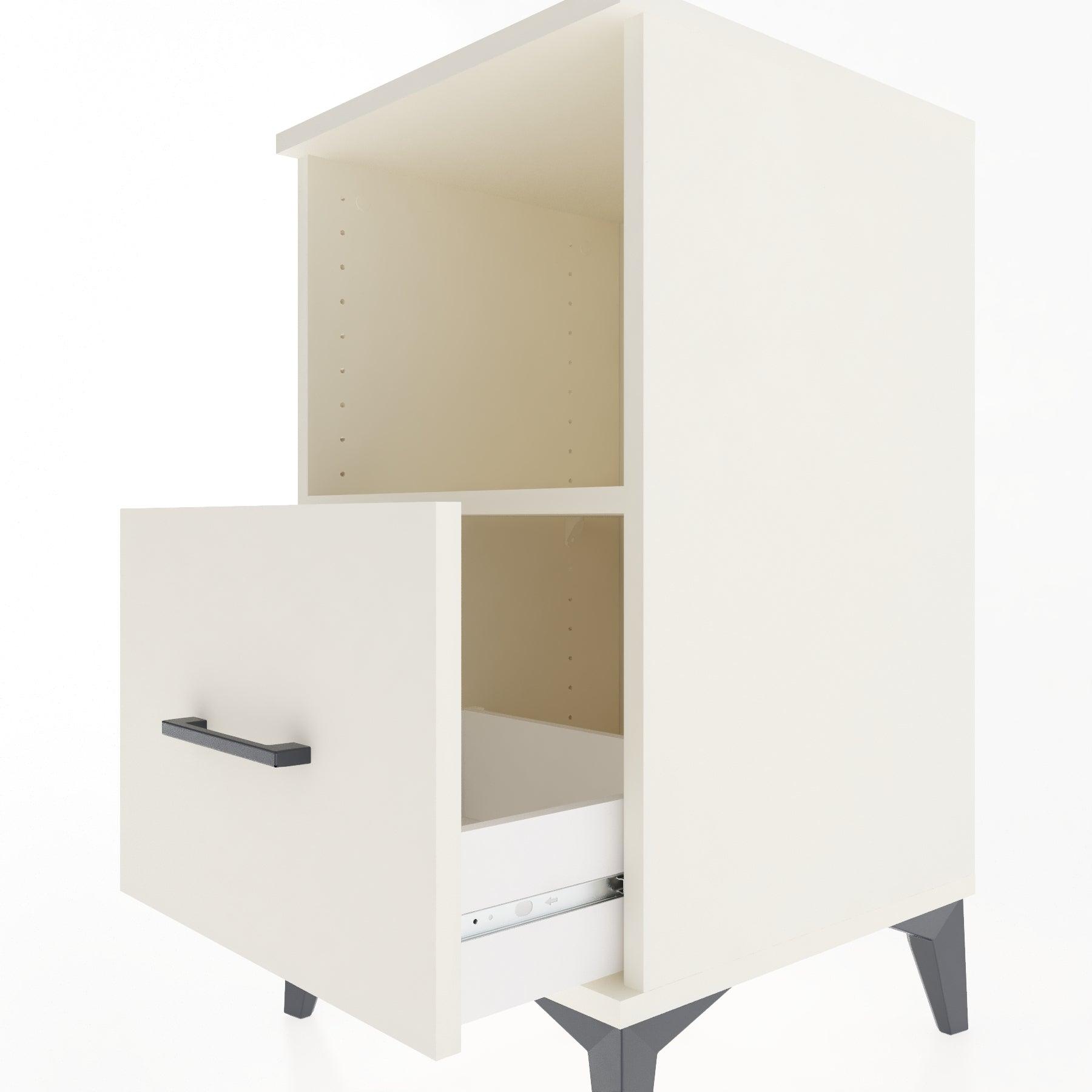 Woodntry Modular Nightstand Moonstone 44x44x68 cm with Drawer and Shelf CR8-1