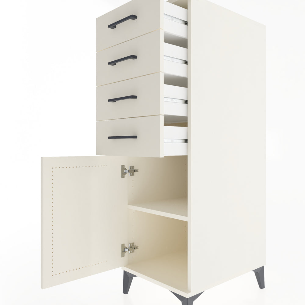 Woodntry Modüler Dolap Antrasit 44x59x122 cm Kapaklı ve Çekmeceli KC58-2