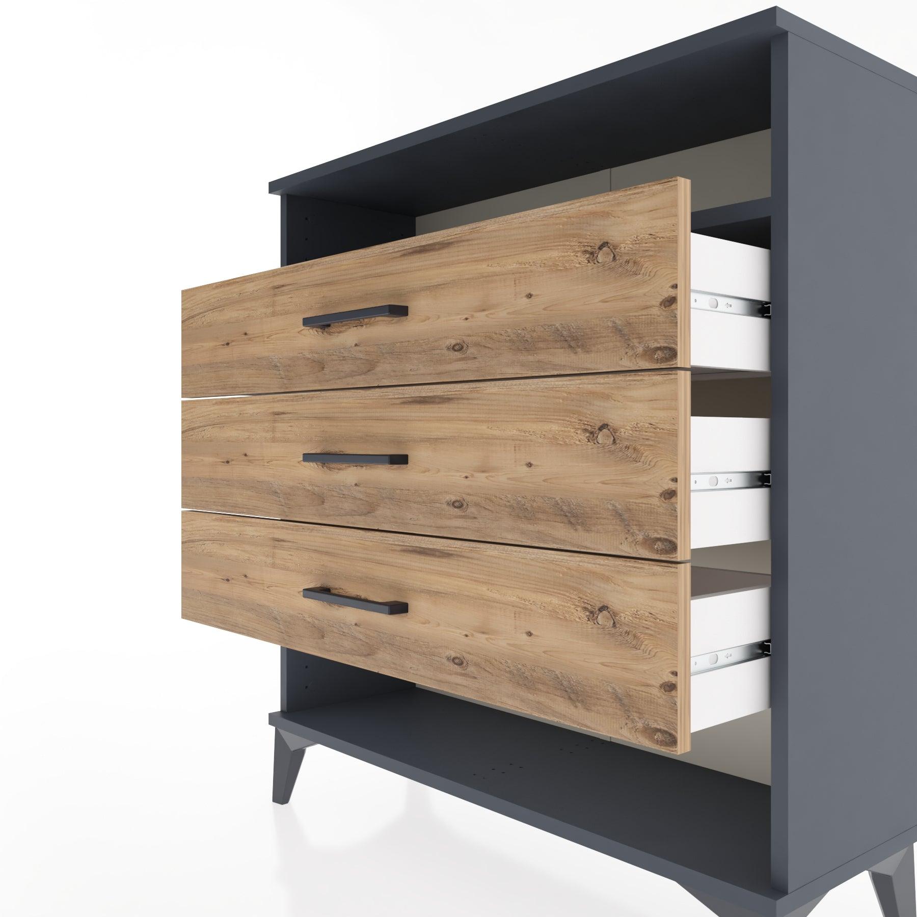 Woodntry Modular Dresser Anthracite 88x30x84 cm with Drawers and Shelves CR8-2