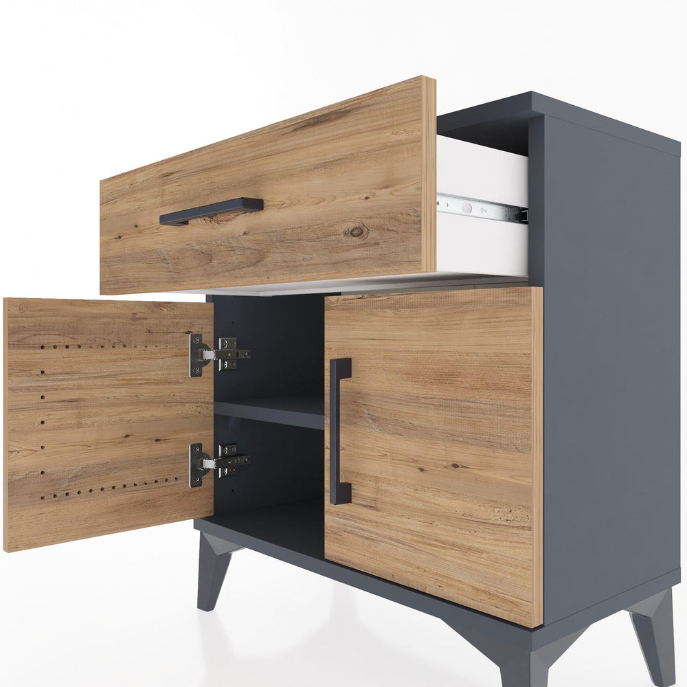 Woodntry Modular Nightstand Anthracite 60x30x52 cm with Cover and Drawer KC8-2