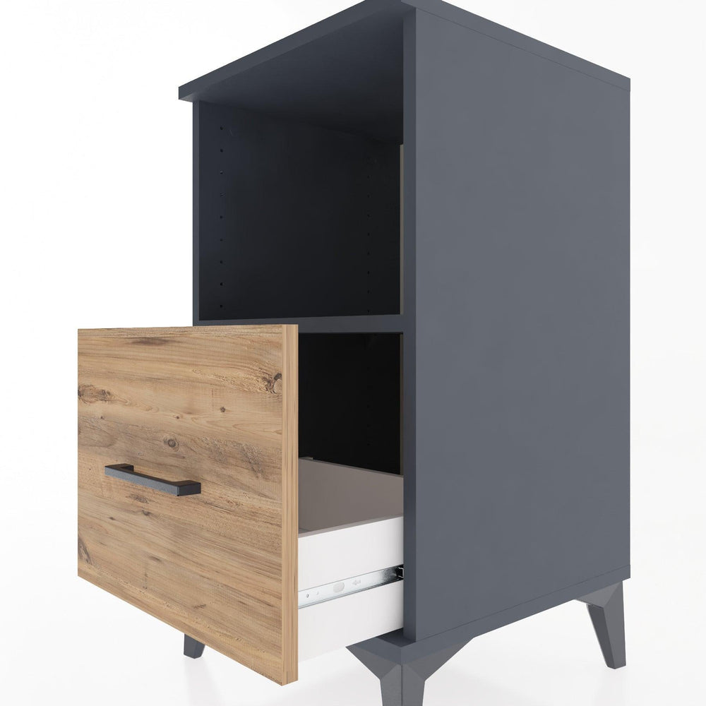 Woodntry Modular Nightstand Anthracite 44x44x68 cm with Drawers and Shelves CR8-2
