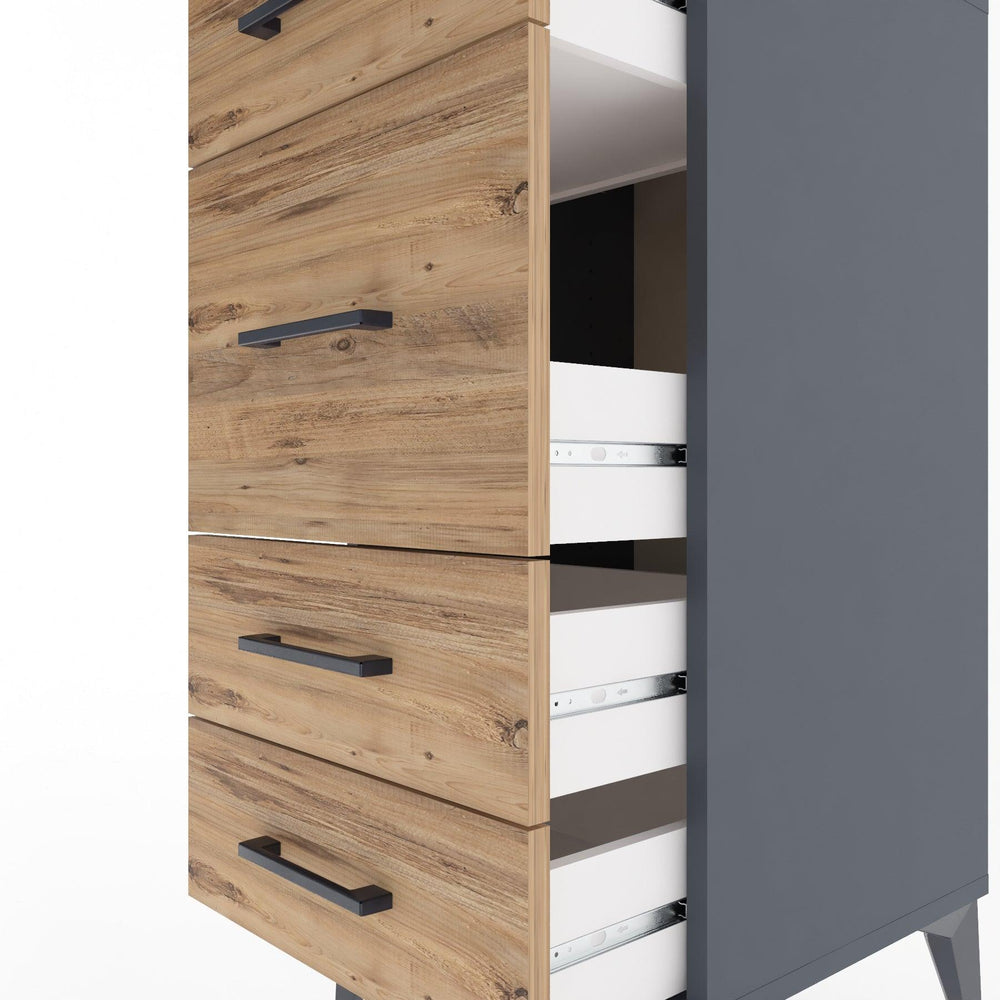 Woodntry Modular Nightstand Anthracite 44x44x84 cm Drawer C8-2