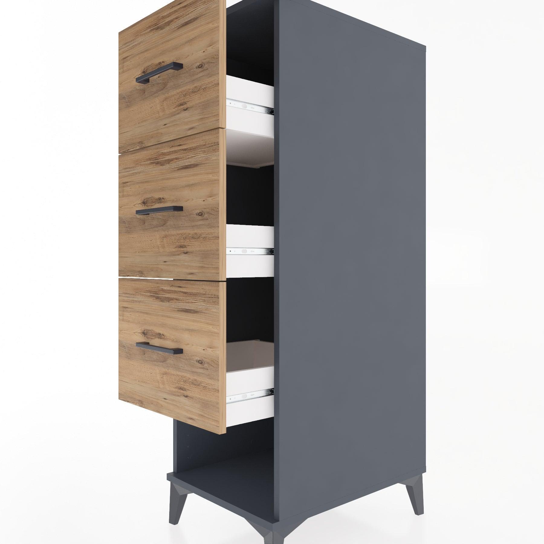 Woodntry Modular Cabinet Anthracite 44x30x122 cm with Drawers and Shelves CR108-2