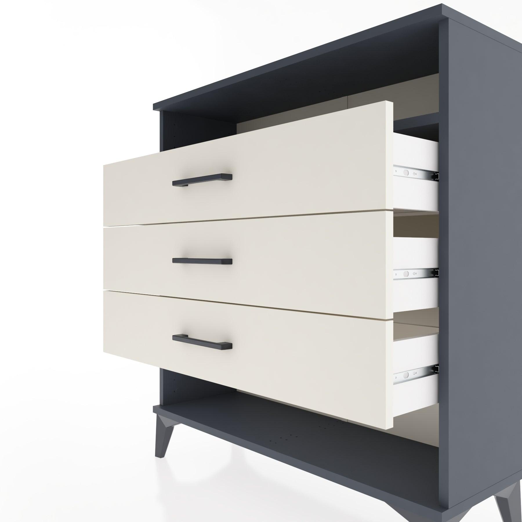 Woodntry Modular Dresser Anthracite 88x30x84 cm with Drawers and Shelves CR8-2