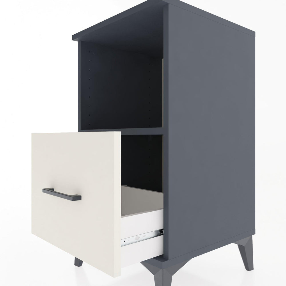 Woodntry Modular Nightstand Anthracite 44x44x68 cm with Drawers and Shelves CR8-2