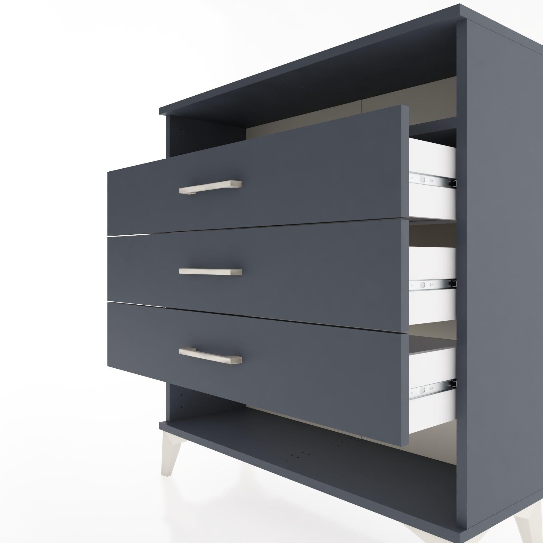 Woodntry Modular Dresser Anthracite 88x30x84 cm with Drawers and Shelves CR8-2