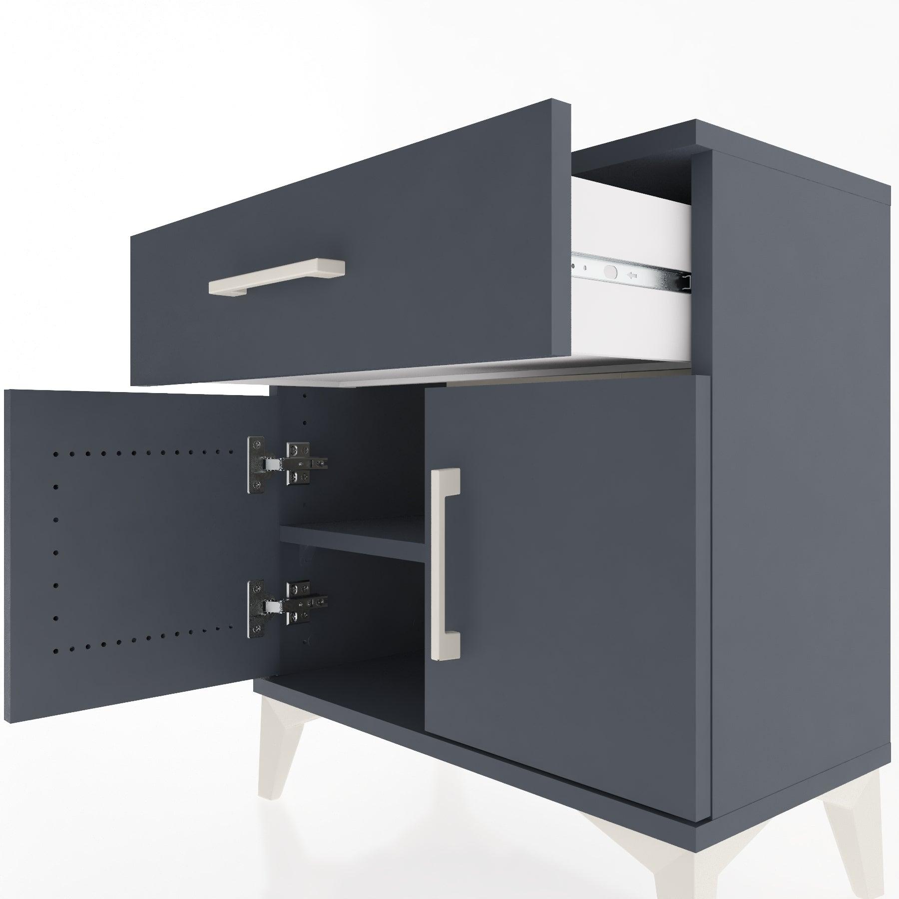 Woodntry Modular Nightstand Anthracite 60x30x52 cm with Cover and Drawer KC8-2