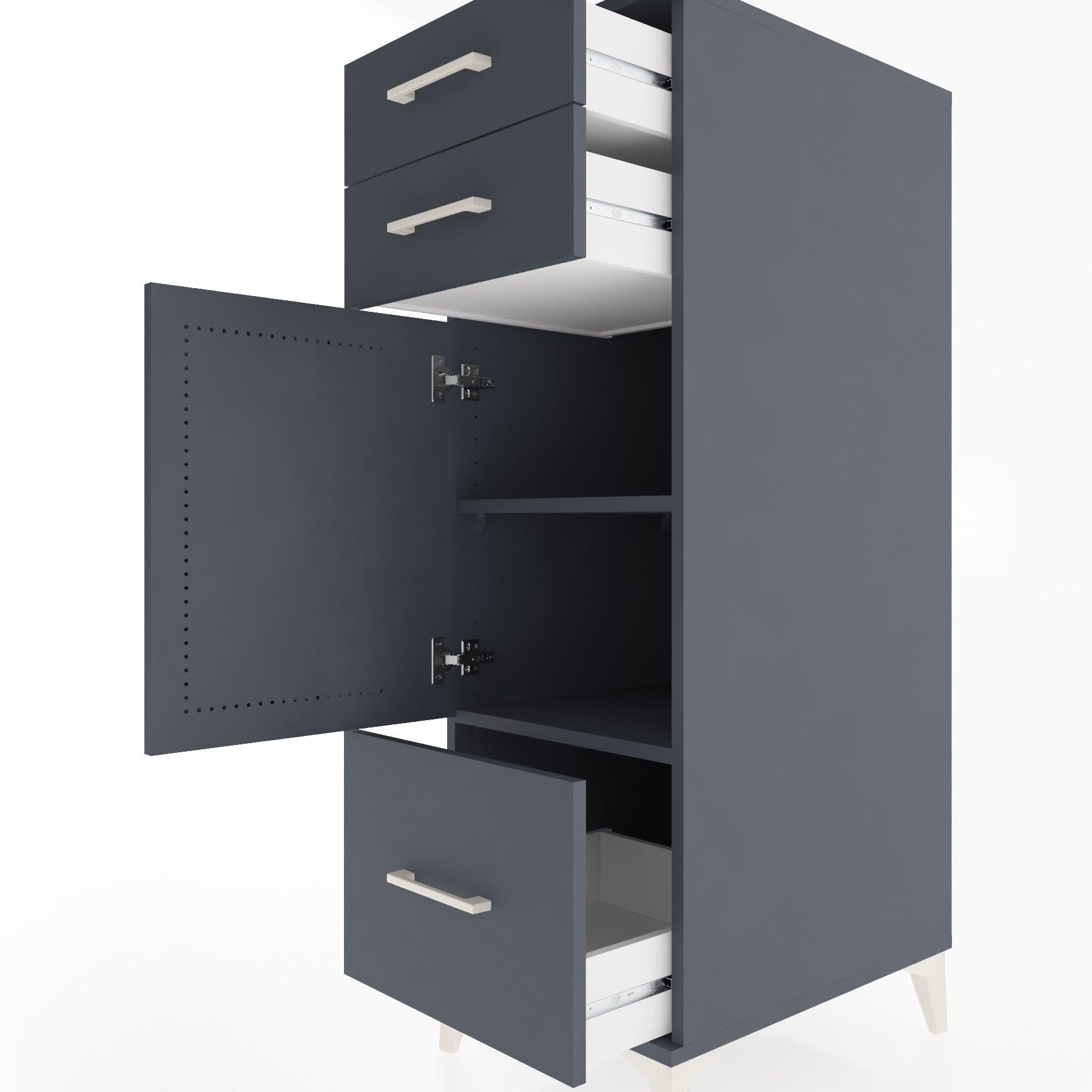 Woodntry Modular Cabinet Anthracite 44x30x122 cm with Doors and Drawers KC8-2