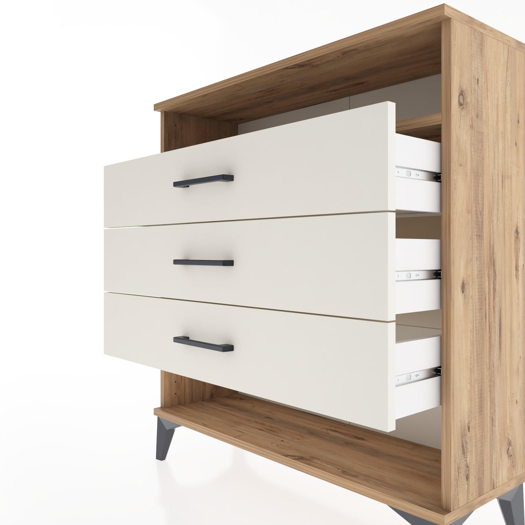 Woodntry Modular Dresser Pine 88x30x84 cm with Drawers and Shelves CR8-3