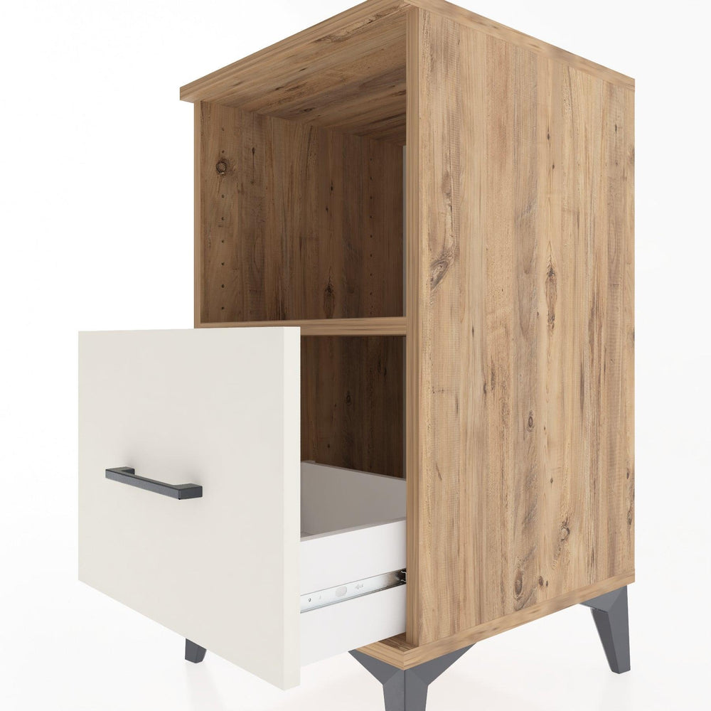 Woodntry Modular Nightstand Pine 44x44x68 cm with Drawers and Shelves CR8-3