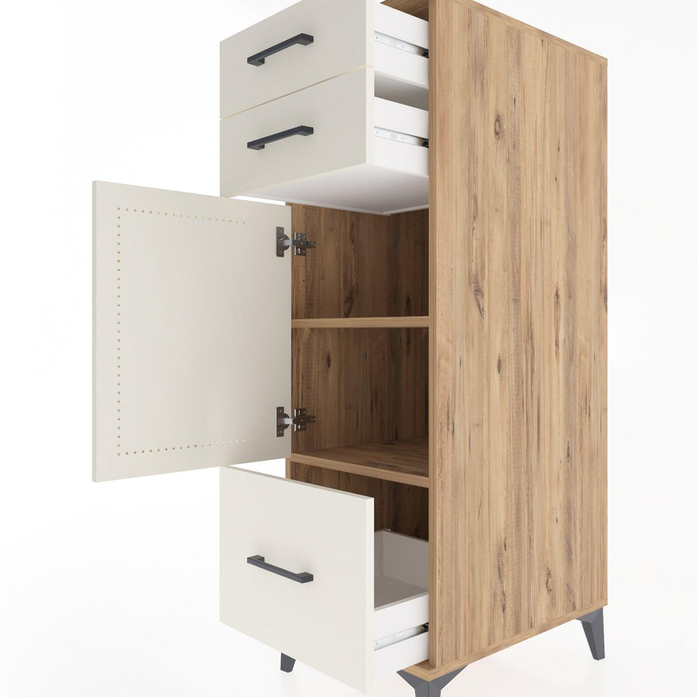 Woodntry Modular Cabinet Pine 44x30x122 cm with Doors and Drawers KC8-3