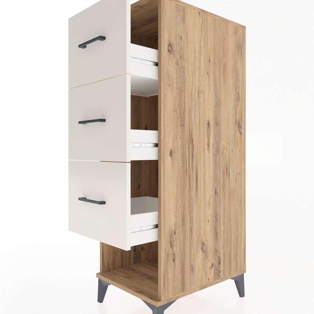 Woodntry Modüler Dolap Çam 44x30x122 cm Çekmeceli ve Raflı CR108-3