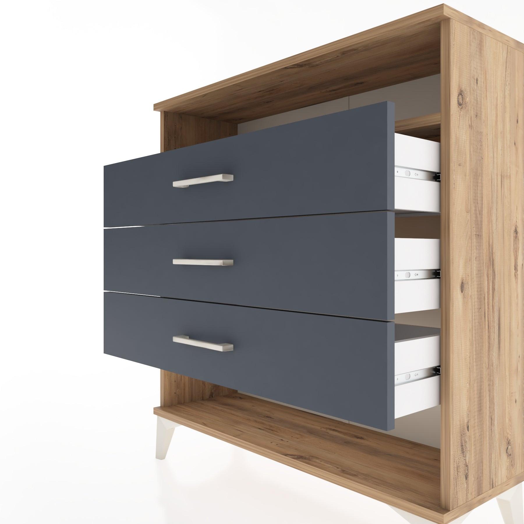 Woodntry Modular Dresser Pine 88x30x84 cm with Drawers and Shelves CR8-3