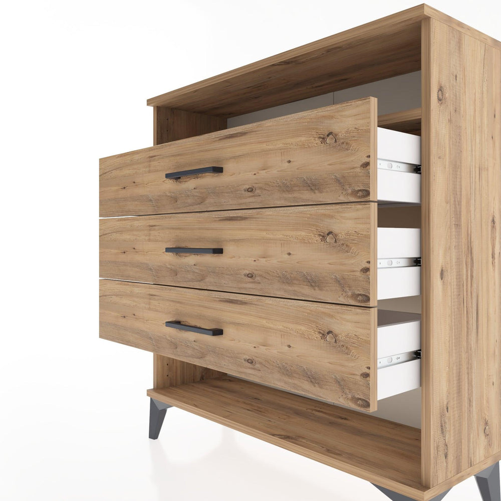 Woodntry Modüler Şifonyer Çam 88x30x84 cm Çekmeceli ve Raflı CR8-3