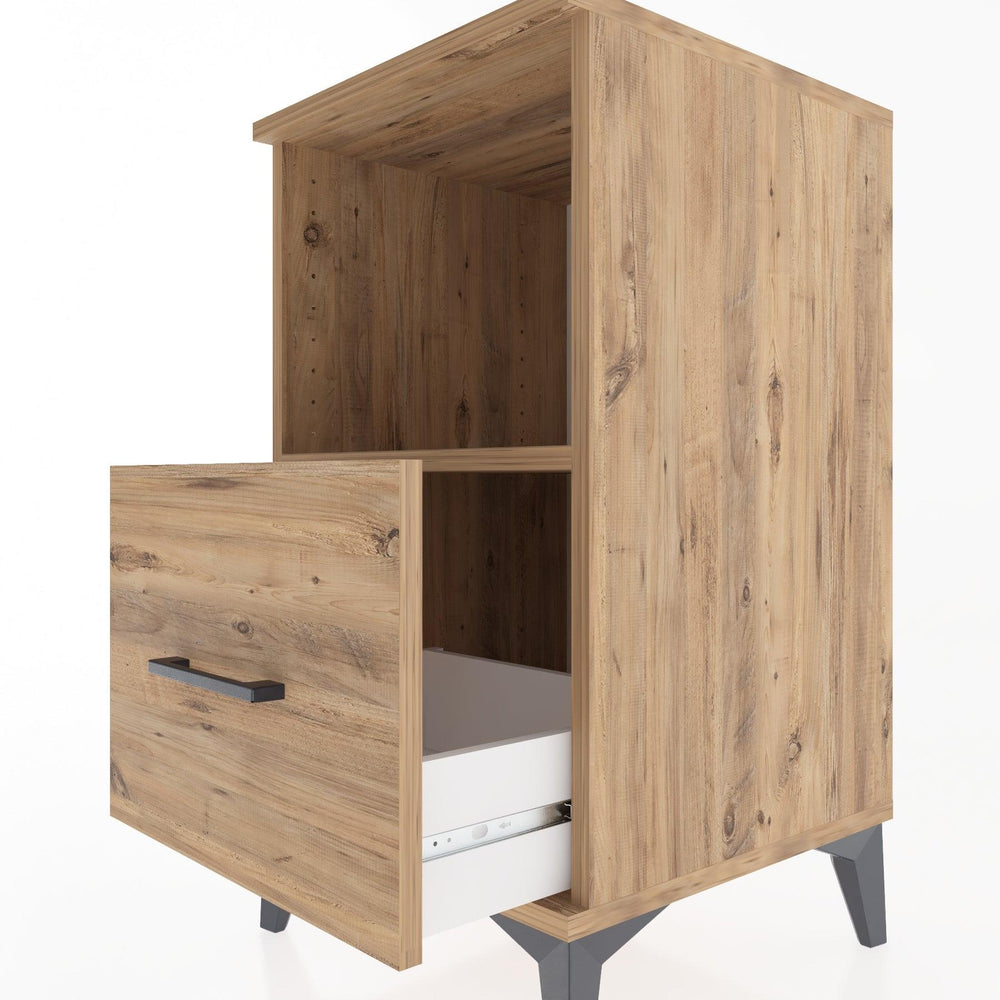 Woodntry Modular Nightstand Pine 44x44x68 cm with Drawers and Shelves CR8-3