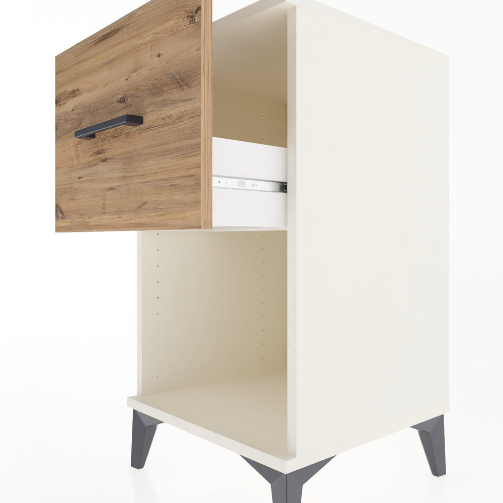 Woodntry Modular Nightstand Moonstone 44x44x68 cm with Drawer and Shelf CR9-1