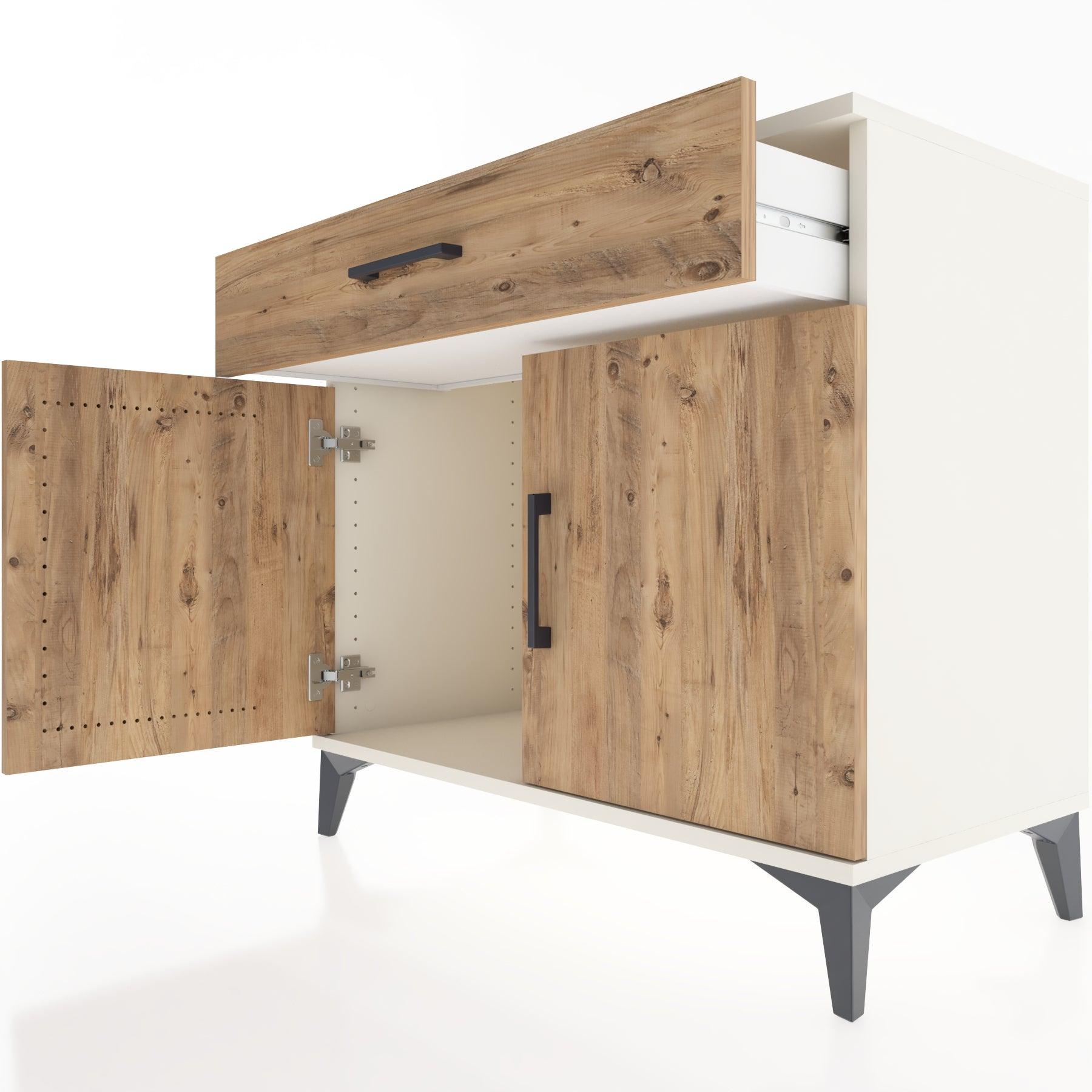Woodntry Modüler Şifonyer Aytaşı 88x44x68 cm Kapaklı ve Çekmeceli KC9-1