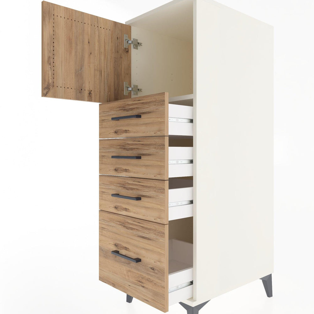 Woodntry Modüler Dolap Aytaşı 44x30x122 cm Kapaklı ve Çekmeceli KC9-1