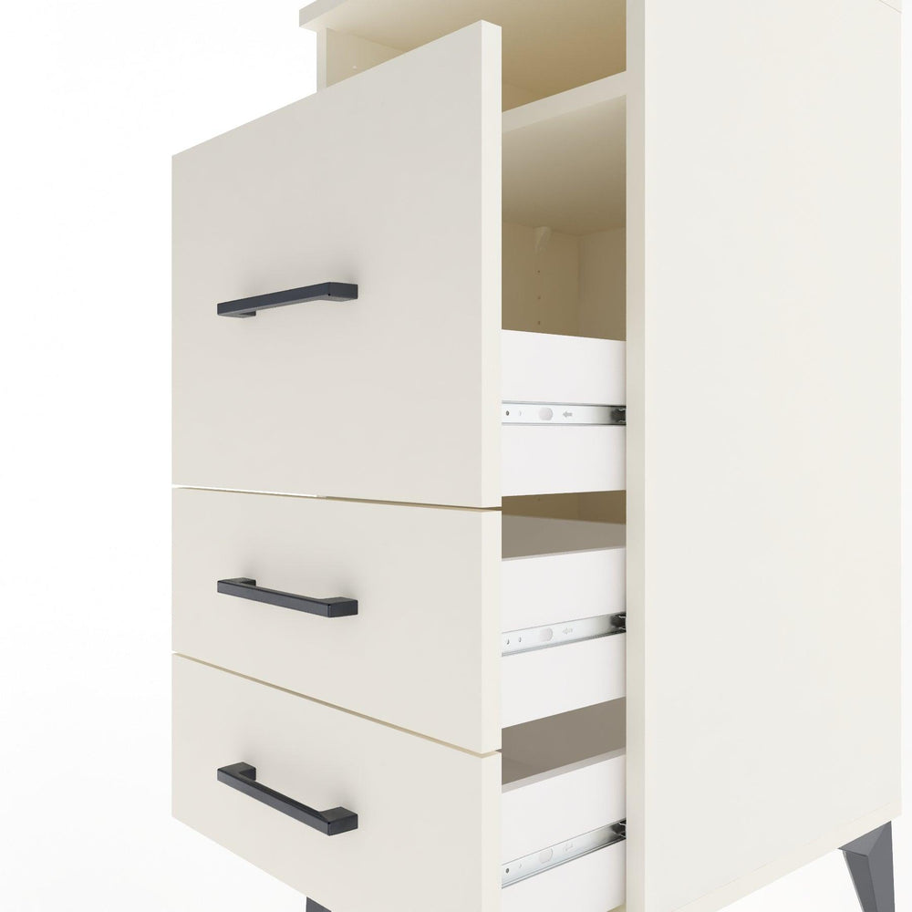 Woodntry Modular Nightstand Moonstone 44x44x84 cm with Drawer and Shelf CR9-1