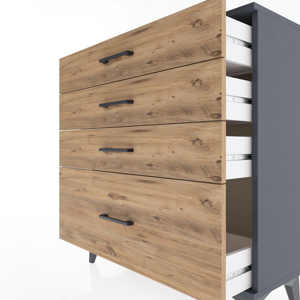 Woodntry Modüler Şifonyer Antrasit 88x30x84 cm Çekmeceli C9-2